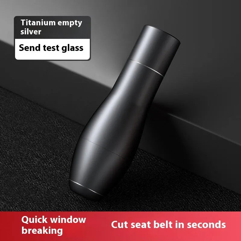 Aluminium alloy vehicle emergency window breaker tool in black, red, and silver colour options.