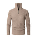 Men's slim fit polyester base layer sweater pullover in light gray, front view