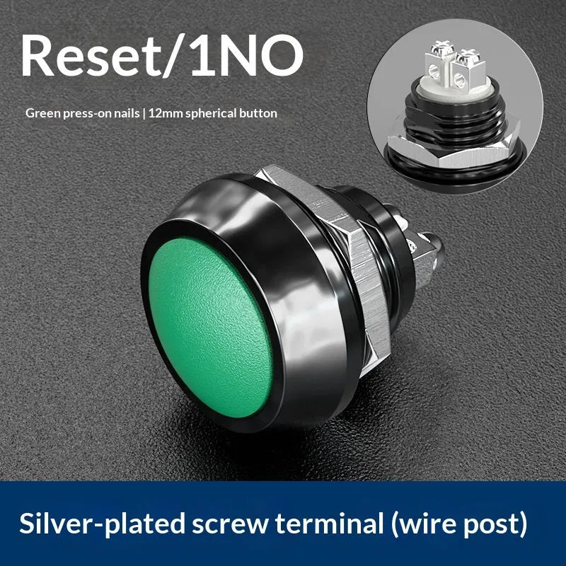 12mm red wave spherical handle self-resetting button with silver-plated contacts, waterproof, for electronic remote control