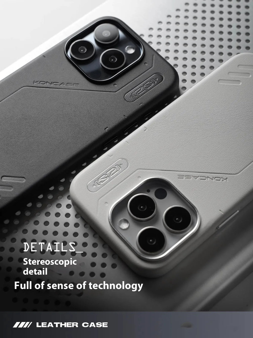 Magnetic leather-look TPU phone case for iPhone 14 Pro, 14 Pro Max, 15 Pro and 15 Pro Max in Deep Space Black or Cloud Gray