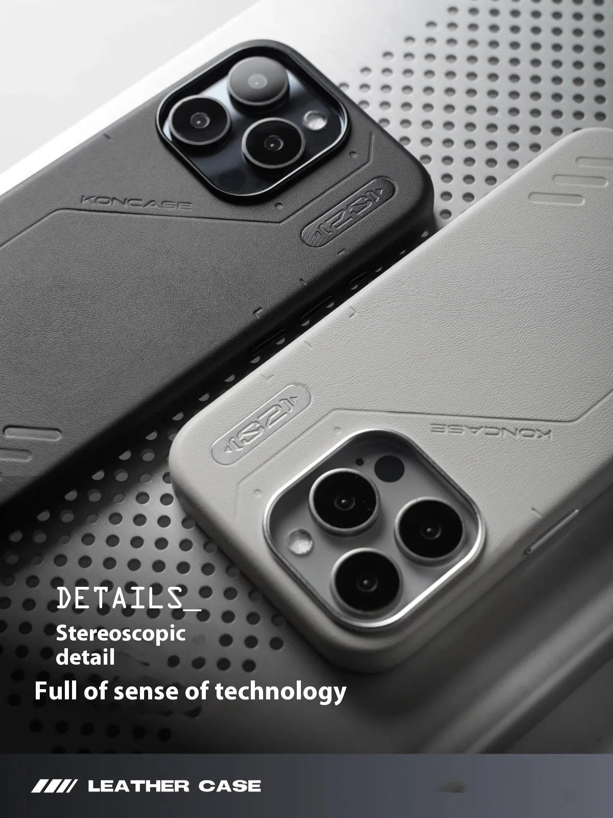 Magnetic leather-look TPU phone case for iPhone 14 Pro, 14 Pro Max, 15 Pro and 15 Pro Max in Deep Space Black or Cloud Gray