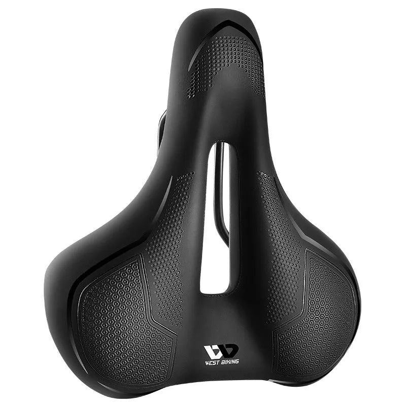 Bicycle saddle cushion with high elastic sponge foam in black and colourful sporty casual designs