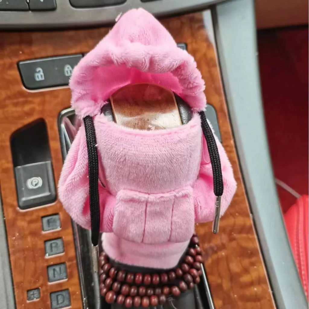 Velvet car gear handle cover in multiple colours fitted on gear knob