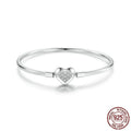 S925 sterling silver heart-shaped cubic zirconia bracelet with buckle clasp on white background
