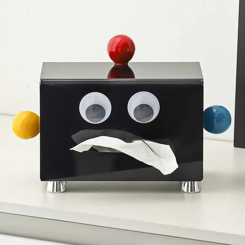 Light luxury acrylic tissue box with removable lid, available in elegant black or milky white for living room decoration