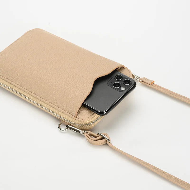 Lychee pattern PU leather small crossbody phone bag in six colours 19x11.5x4cm
