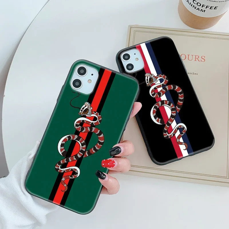 Frosted silicone iPhone case with cartoon snake design on TPU material