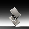 Gun gray magnetic wireless power bank with alloy shell showing ultra-thin 9mm profile and rectangular 103mm × 68.8mm dimensions