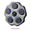 Black Bluetooth music boxing wall target hanging on a wall with gloves.