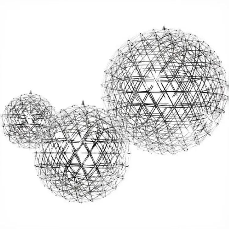 Creative hollow LED sphere chandelier stainless steel gold finish modern simplicity design