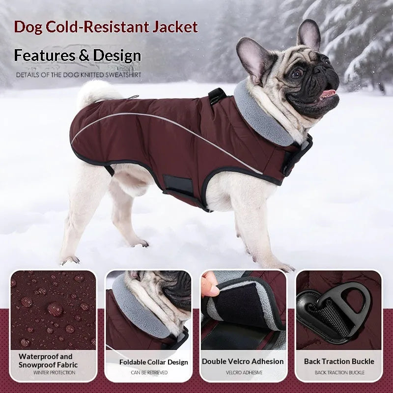 Unisex double-layer polyester fibre pet vest jacket in black, size L, on a dog