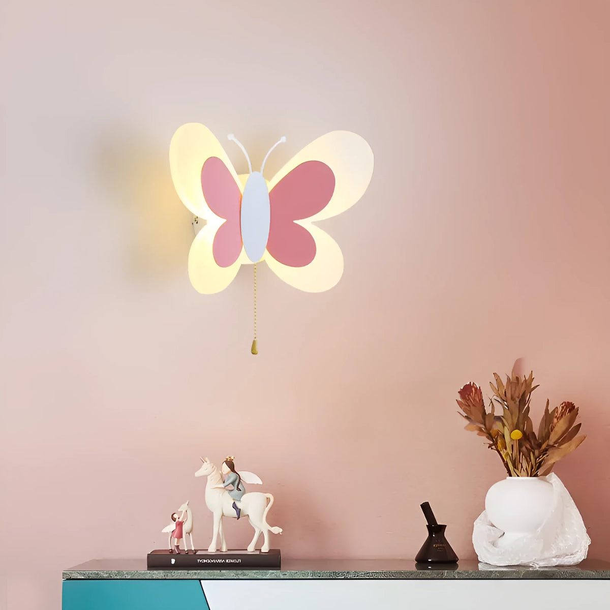 Butterfly acrylic wall lamp for children's bedroom, 240 x 170 x 105mm, 220V, available in pink, blue and white colours
