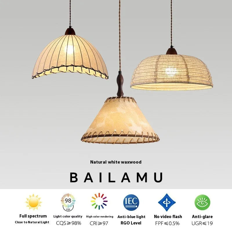 Retro fabric iron chandelier adjustable 1.5m drop height three light colours dining room