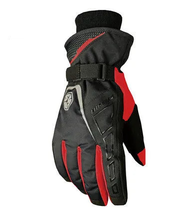 Waterproof cold-proof motorcycle gloves in red, blue, and black, men's sizes M L XL