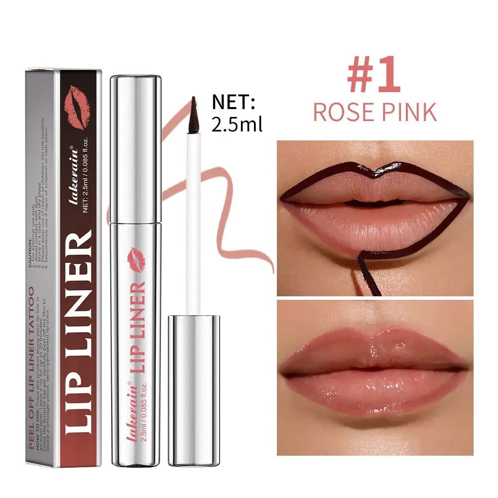 Matte finish pointed toe tear and pull lip liner shown in a Rose Pink colour variant.