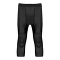Men's basketball cropped pants with integrated knee pads in black, TWA-0205