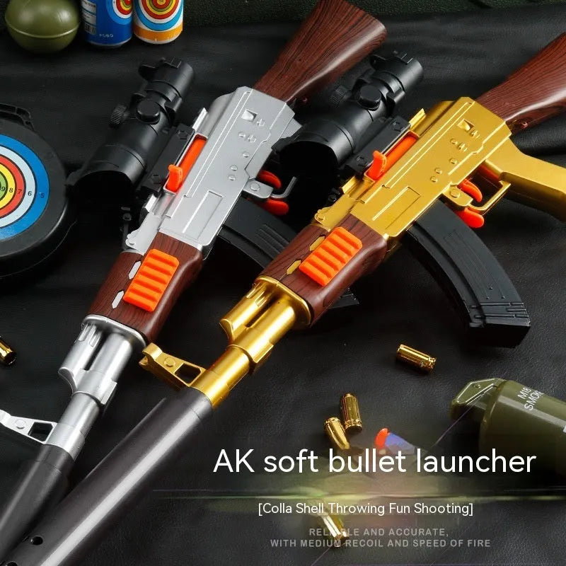 Children's plastic soft bullet gun toy in Silver with soft foam ammunition for safe play