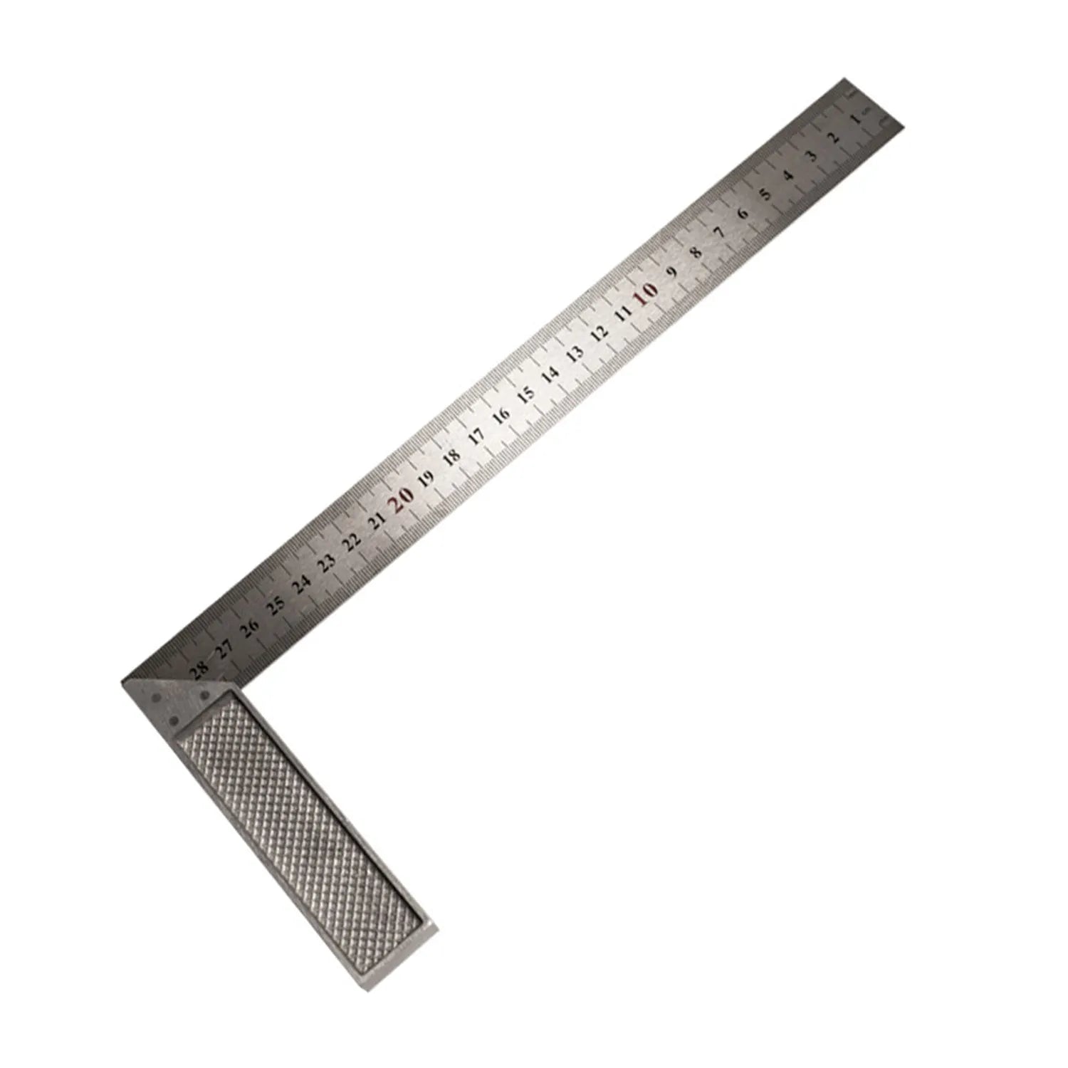 Red metal combination angle ruler for civil engineering surveying with metric markings