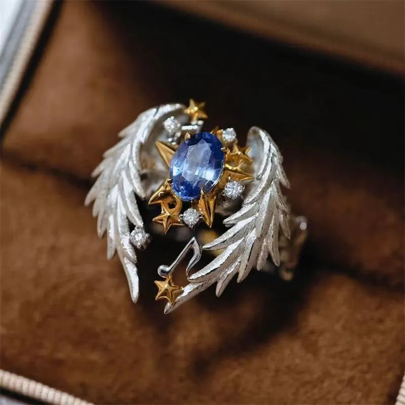 Geometric open-mouth adjustable alloy ring for men and women