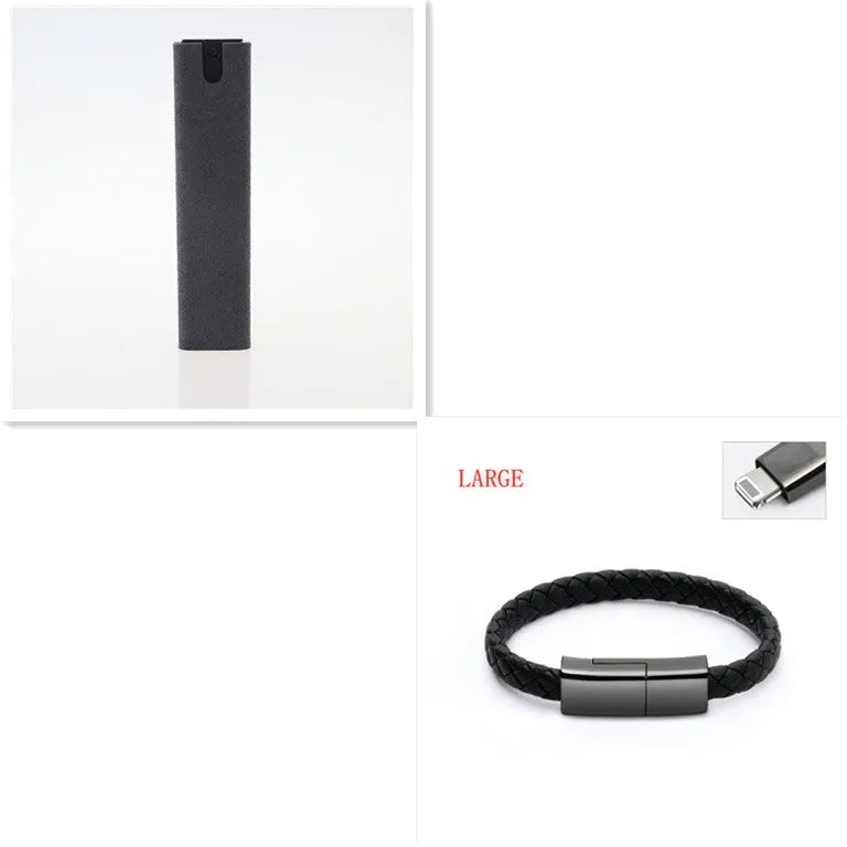 2-in-1 screen cleaner kit with spray bottle and microfiber cloth for mobile phone and computer screens in pink and gray