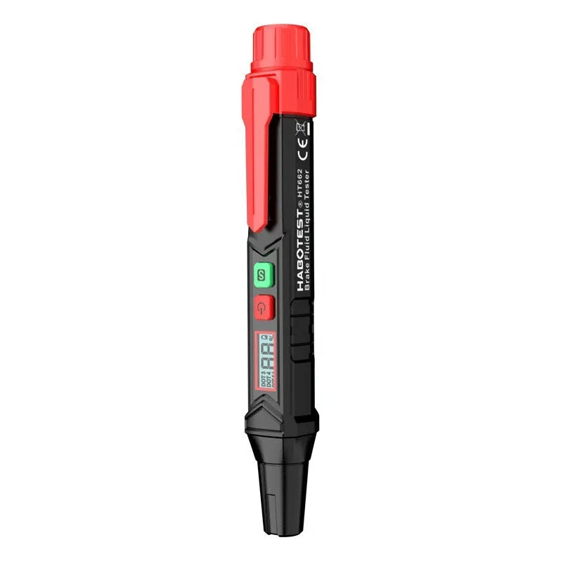 Digital brake fluid tester pen with display screen and testing probe for automotive diagnostics