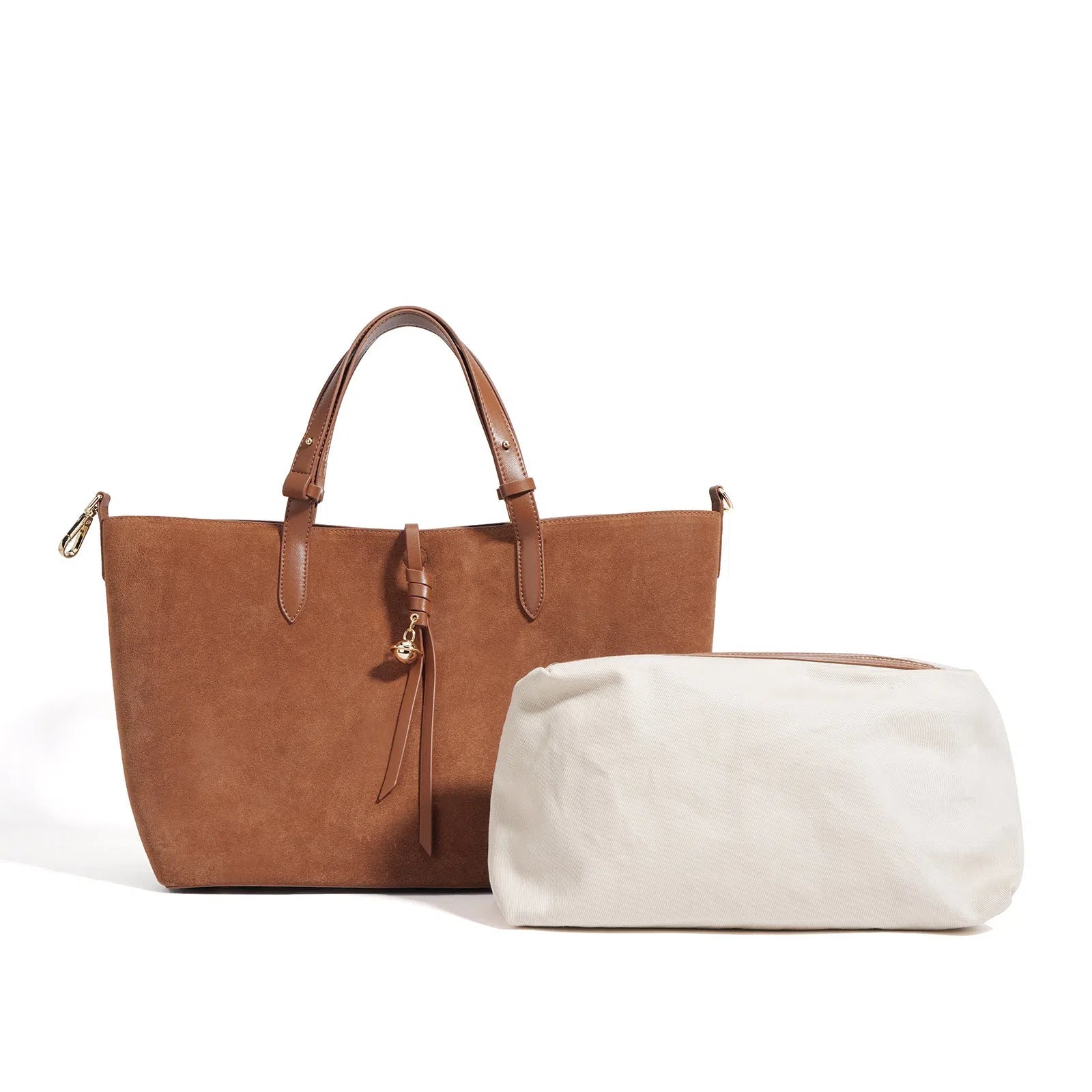 Maillard-style retro tote bag in olive green, bucket shape with cotton lining and outer pocket