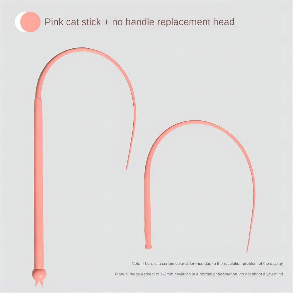 Simulated mouse tail cat teaser stick with 80cm silicone tail and cat head design