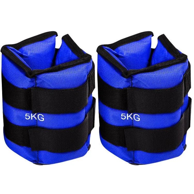 A pair of Oxford cloth legging sandbags for track and field training with weight options from 1kg to 6kg.