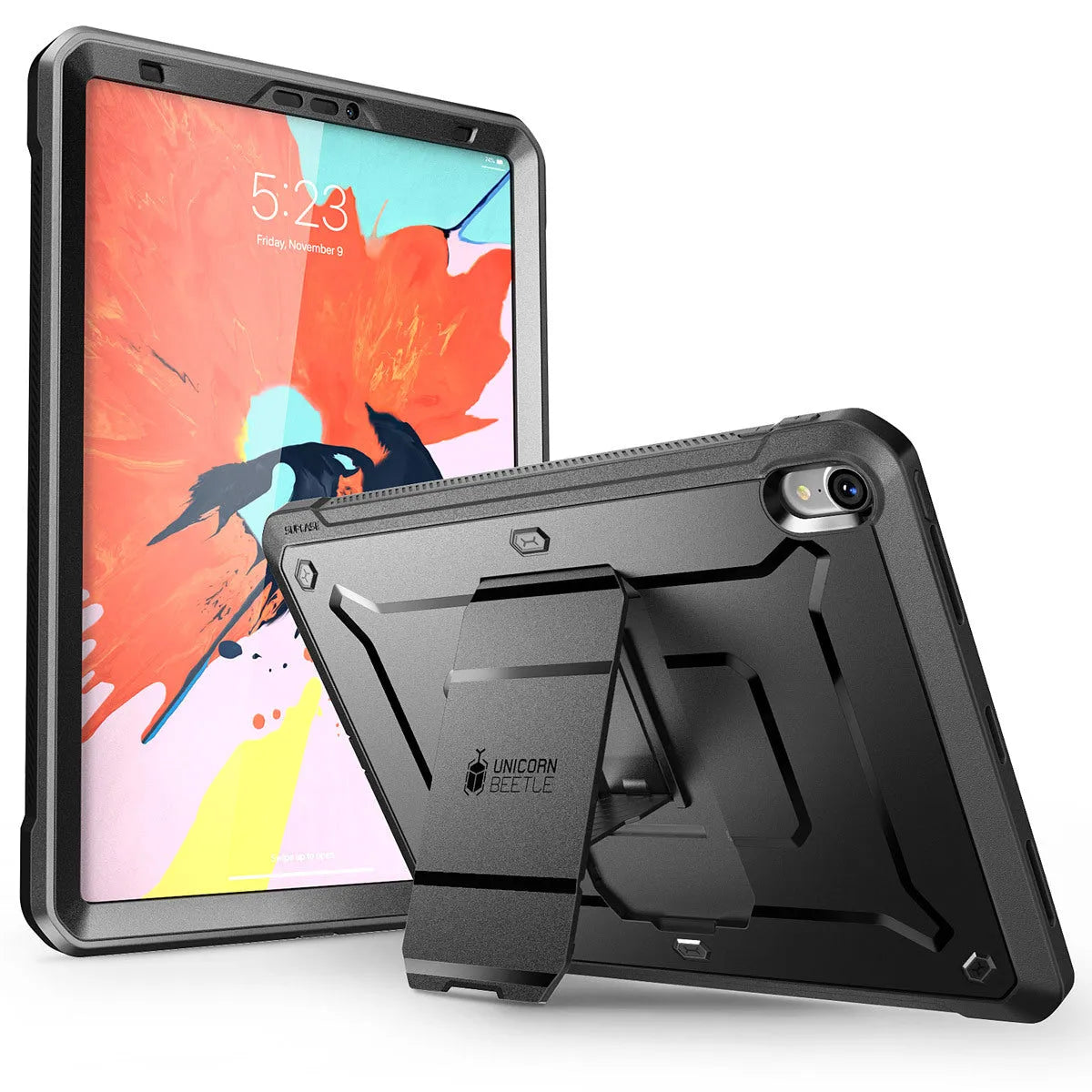 SUPCASE Unicorn Beetle Pro rugged case for iPad Pro 12.9 2018 with kickstand and built-in screen protector, black