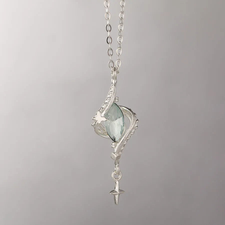 Mori style winding hollow out creative pendant necklace with adjustable cross chain