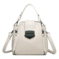 Soft PU leather ladies small handbag with square vertical shape and sewing thread detail