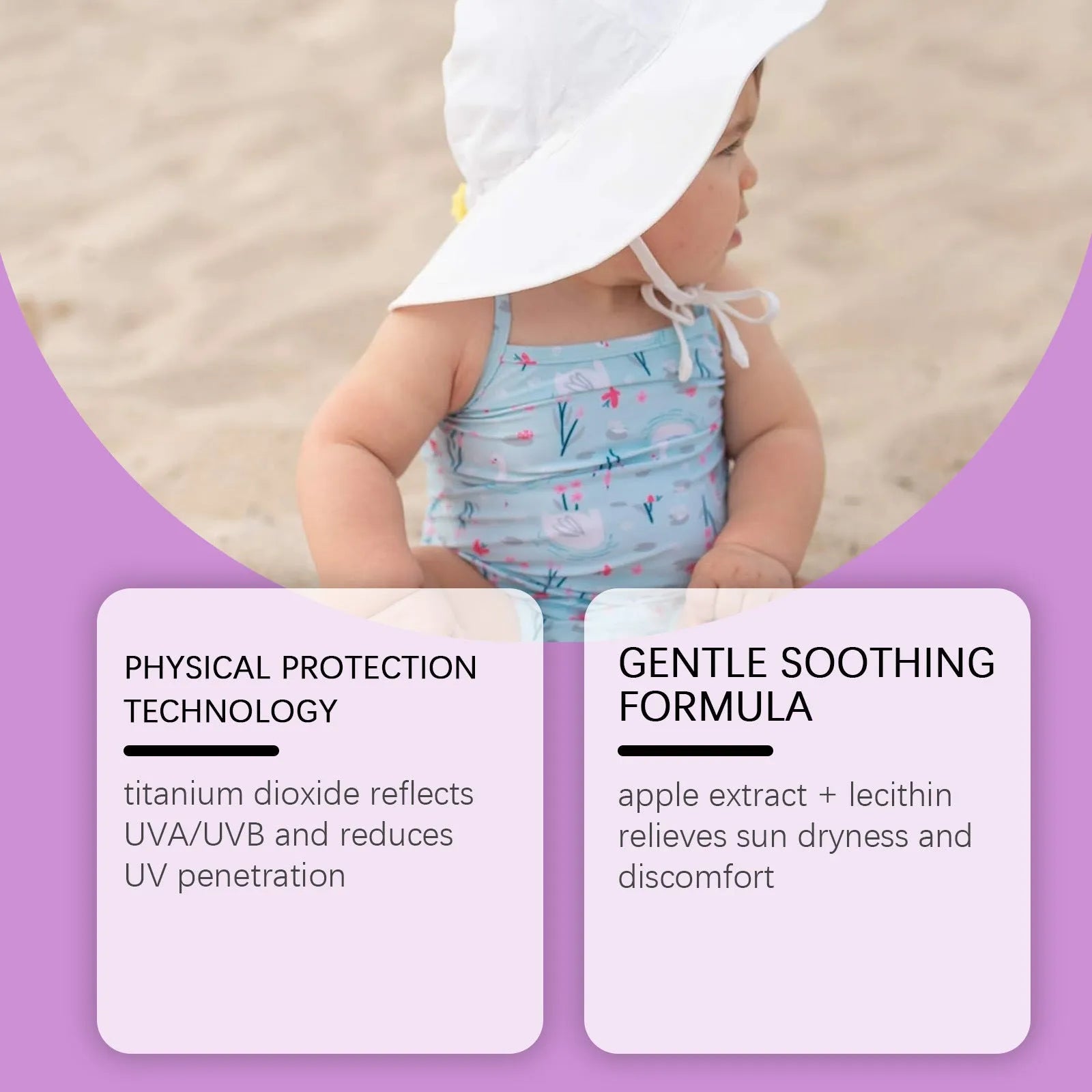 50g tube of SPF 50+ PA++++ sunscreen cream with Titanium Dioxide and Apple Extract formula