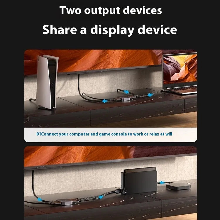 Alloy cable separator for HD computer to television signal conversion in black or grey colour