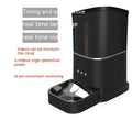 Pet remote control intelligent feeding machine with 3L capacity, ABS and 304 stainless steel, black colour, featuring real-time voice and video