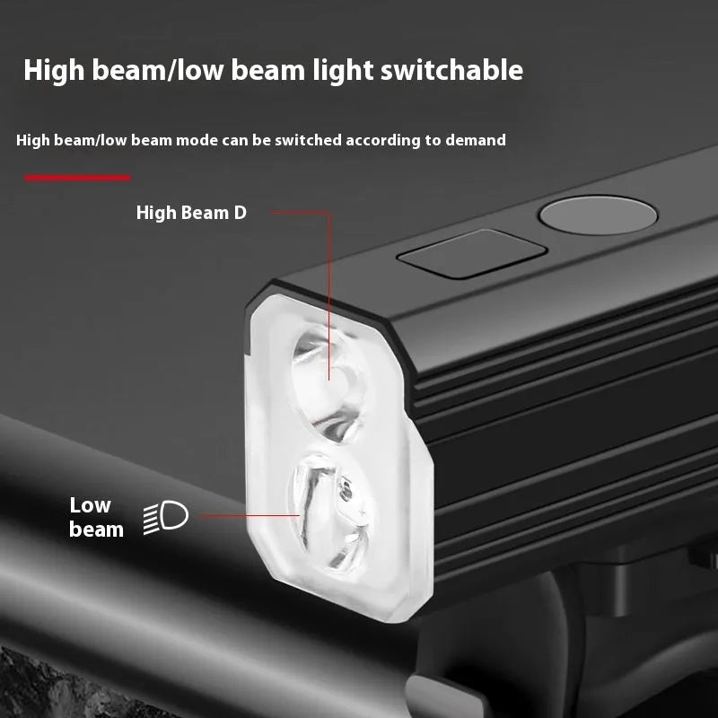 Aluminium alloy bicycle headlight with silicone mount on handlebars showing 400 lumen output