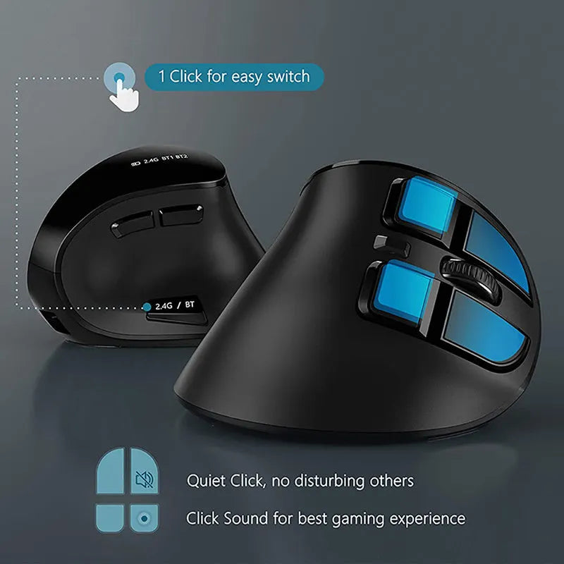 Wireless Bluetooth dual-mode rechargeable optical mouse in multiple colours with 15x8x5cm dimensions