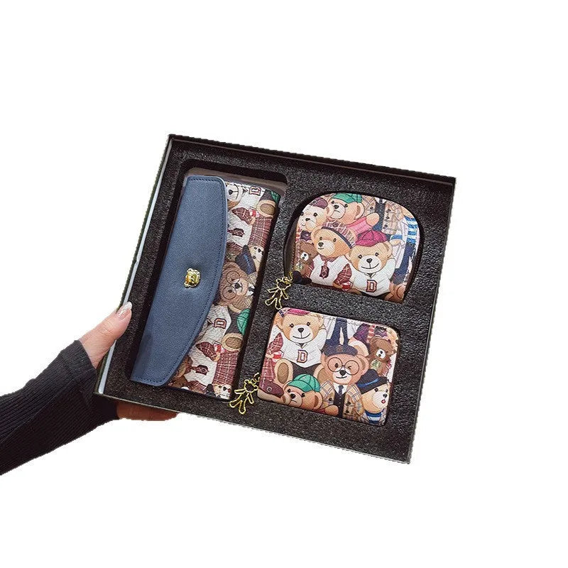 Bear pull head card holder clutch coin purse in PVC blue suit colour 26x24x4cm