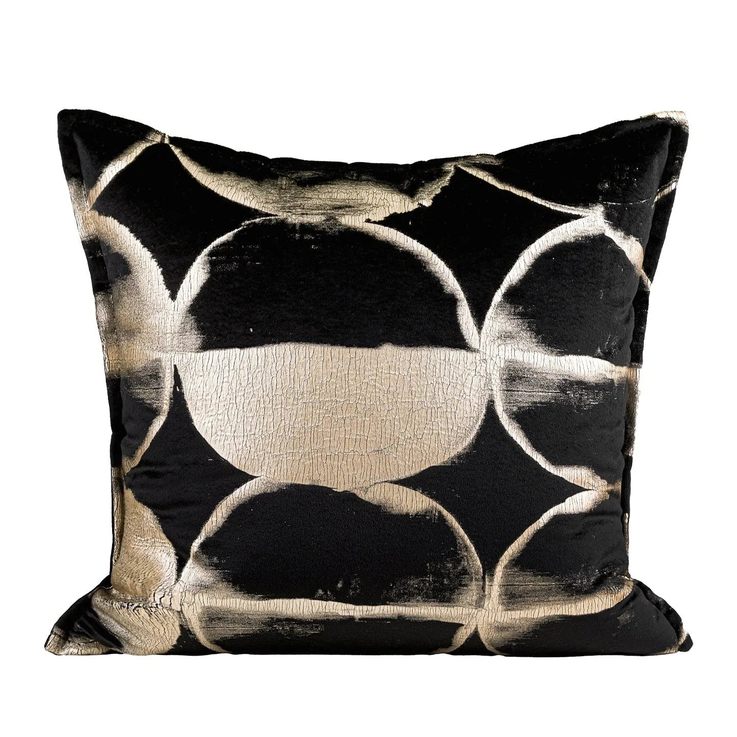 Black gold abstract pattern cushion with removable washable cover in three size options