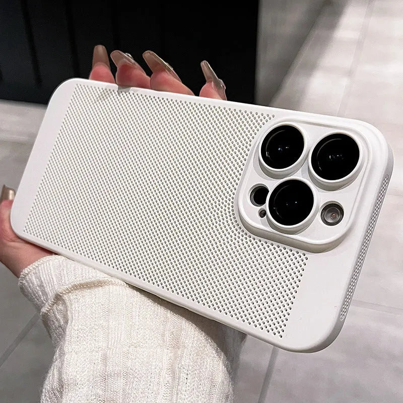 Ultra-thin breathable hollow PC phone case with lens protector, shockproof and anti-fingerprint, for iPhone 16 series, multiple colours including Chinese Red