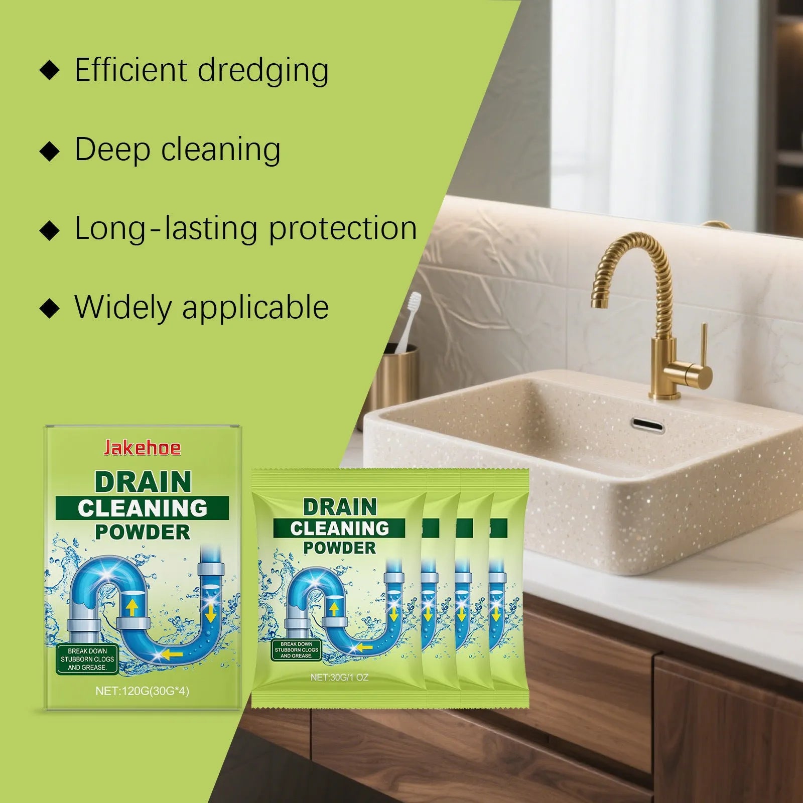 120g drain cleaning powder pack for kitchen and bathroom pipe blockages