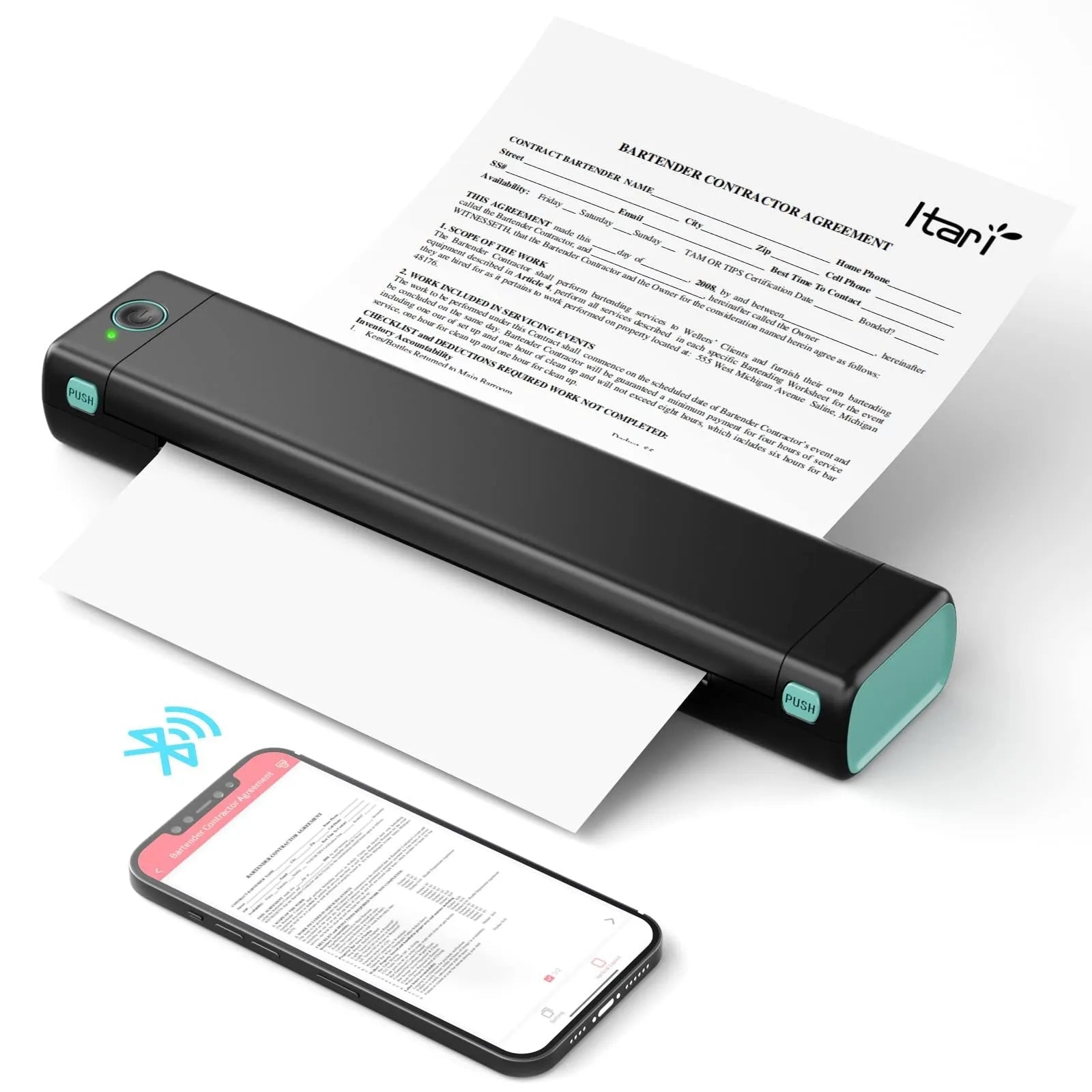 Phomemo M08F white portable A4 thermal printer with Bluetooth wireless connectivity