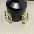 Minimal cross zircon ear buckle for women in gold and silvery clip-on earrings