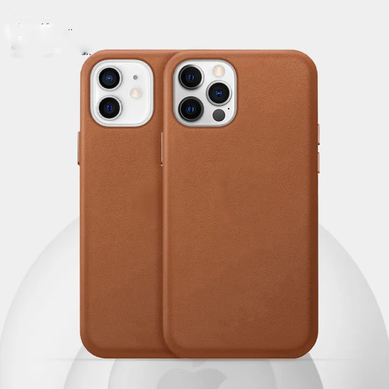 Real cowhide leather iPhone case with magnetic animation feature in multiple colours.