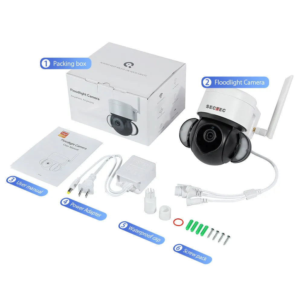 Graffiti 4G outdoor surveillance camera 2-inch ball with full colour night vision and floodlight in white Plastic ABS housing