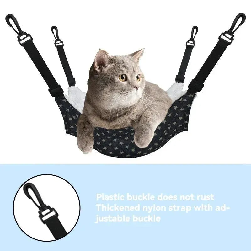 Cotton flannel pet hammock with plastic hooks for cats and small rodents