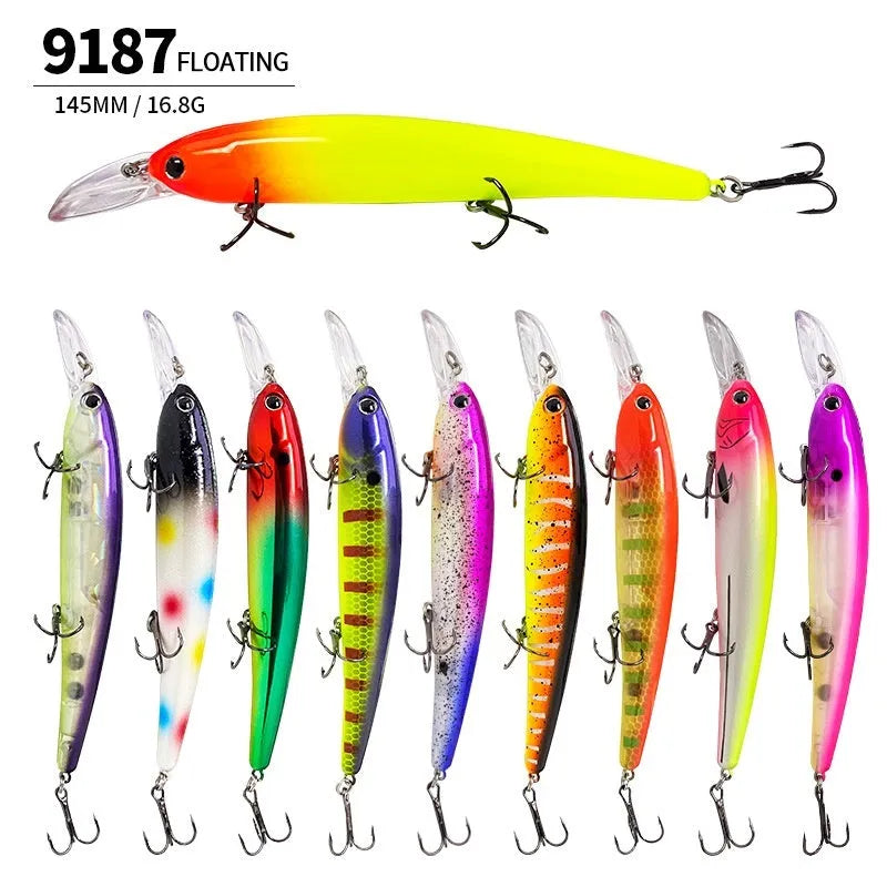 Deep diving long tongue plate floating minnow lure 145mm 16.8g in colour