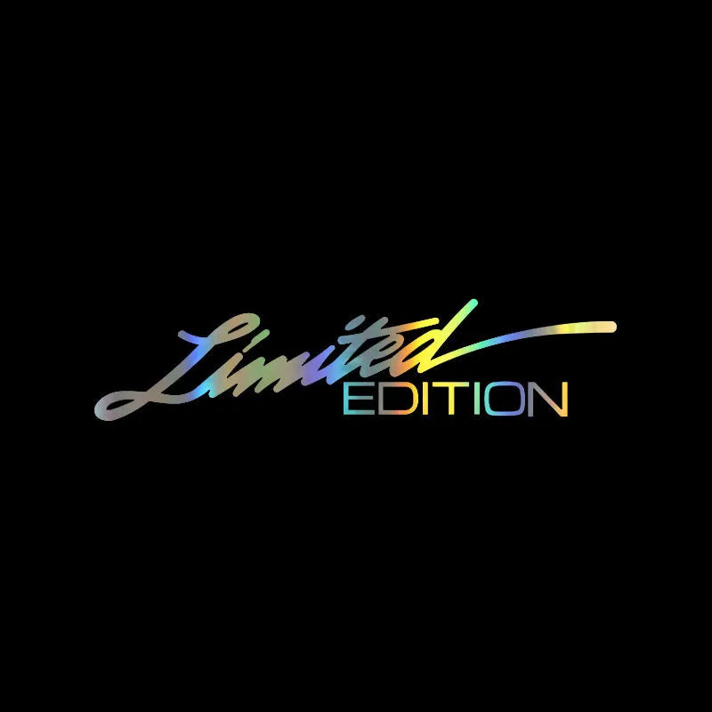 Limited edition laser reflective car sticker in laser colourful finish, 16x3.8cm, PET material, strong adhesion for vehicle body