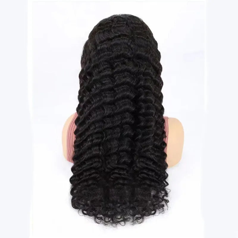 Solid colour human hair wig with half lace front shown at various lengths