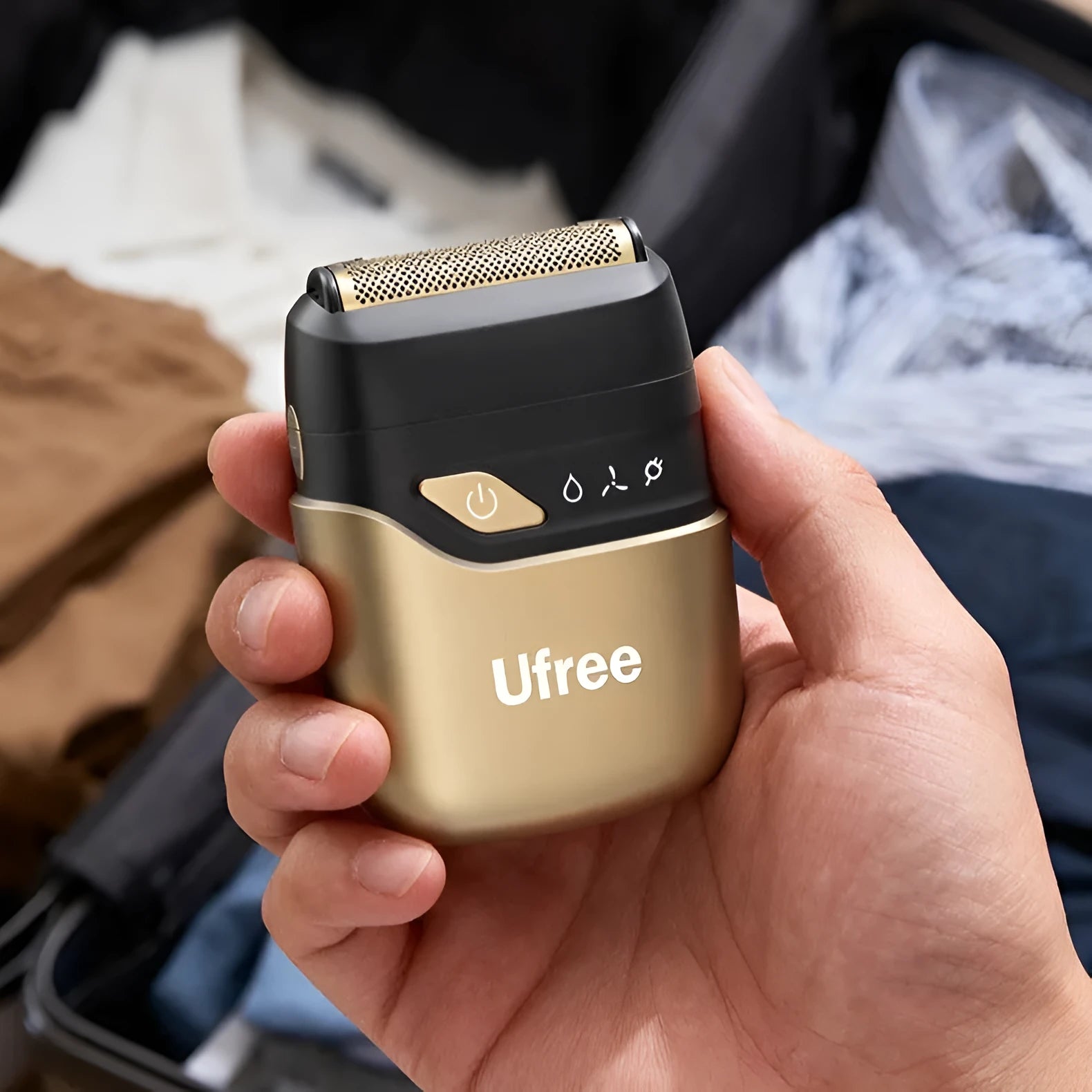 Gold electric reciprocating two cutter head shaver with LED display and floating heads