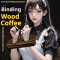 Pear wood alloy binding restraints: finger clip and wooden shackle in large and small sizes.